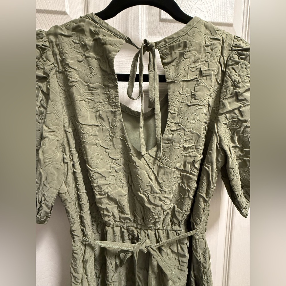 Moon River - Anthropologie - Sage Green Cottagecore Puff Sleeve Midi Dress - S - Picture 5 of 6